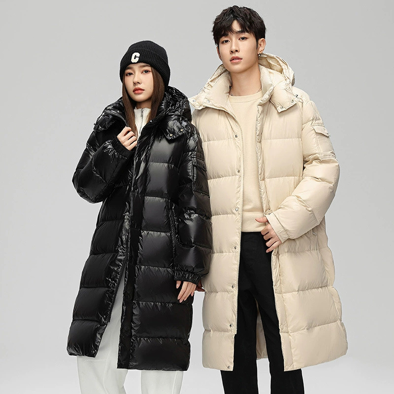 Модная брендовая утолщенная теплая парная пуховая куртка средней длины с капюшоном, идеально подходящая для трансграничных прямых трансляций, может быть носильна в двух вариантах для защиты от холода.