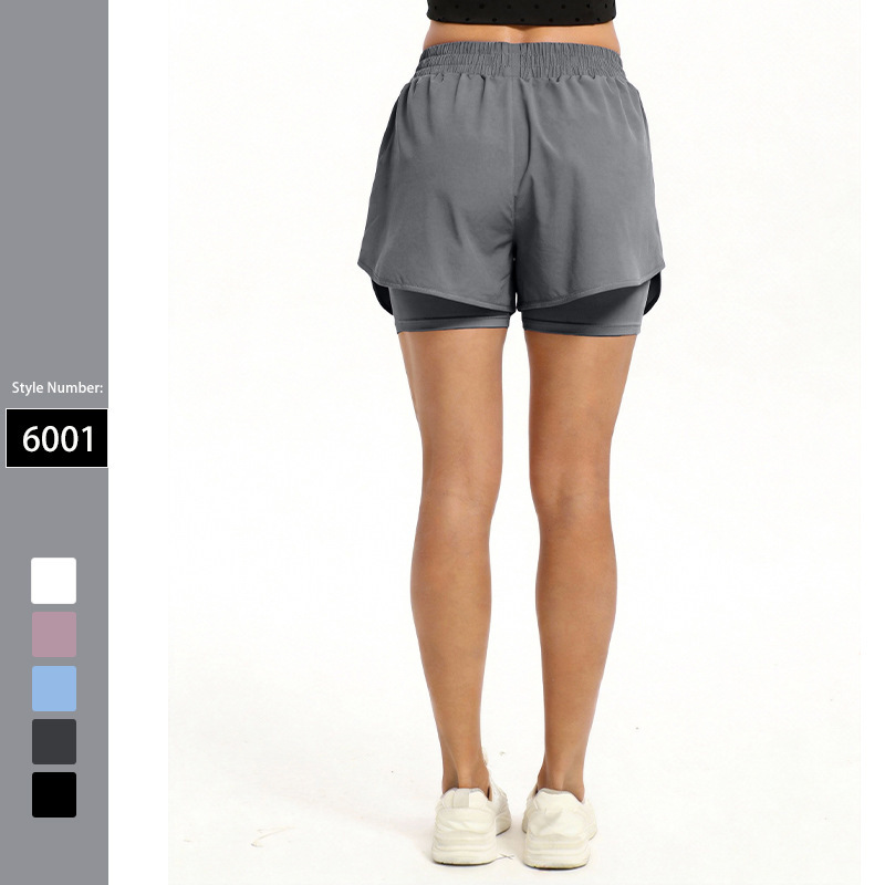 Women's 2-in-1 Casual Sports Running Shorts, High-Waisted, Gym Anti-Exposure, Quick-Dry, with Lined Pockets, Yoga