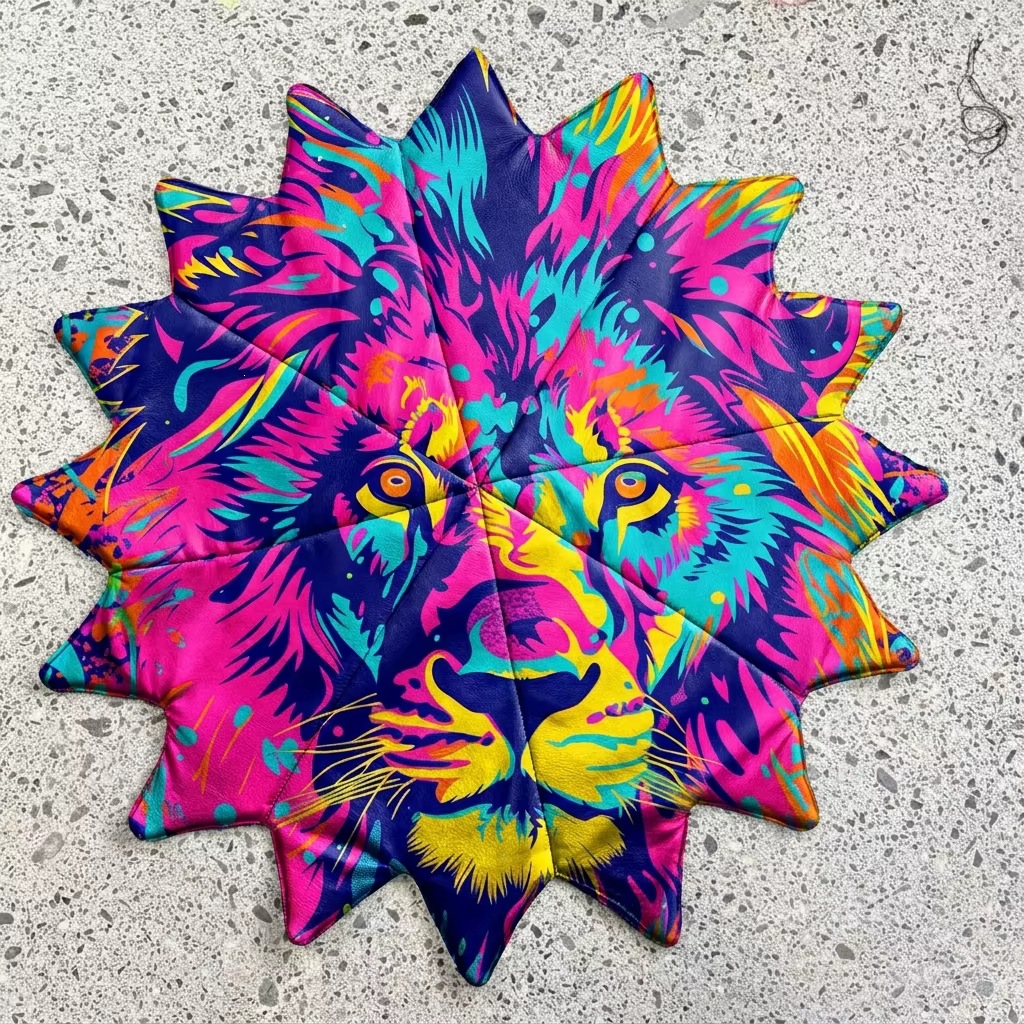 26-inch UV-Reactive Lion Dapo Star - Neon Psychedelic Multi-Colored Rotating Meteor Star