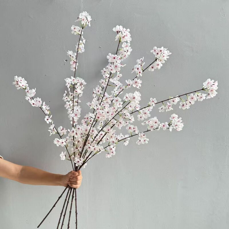 2-Branch Pear Blossom Zen-Inspired Decorative Flower, Long-Stemmed Cherry Blossom with a High-End Feel, Artificial Pear Blossom for Wedding Hall Decoration