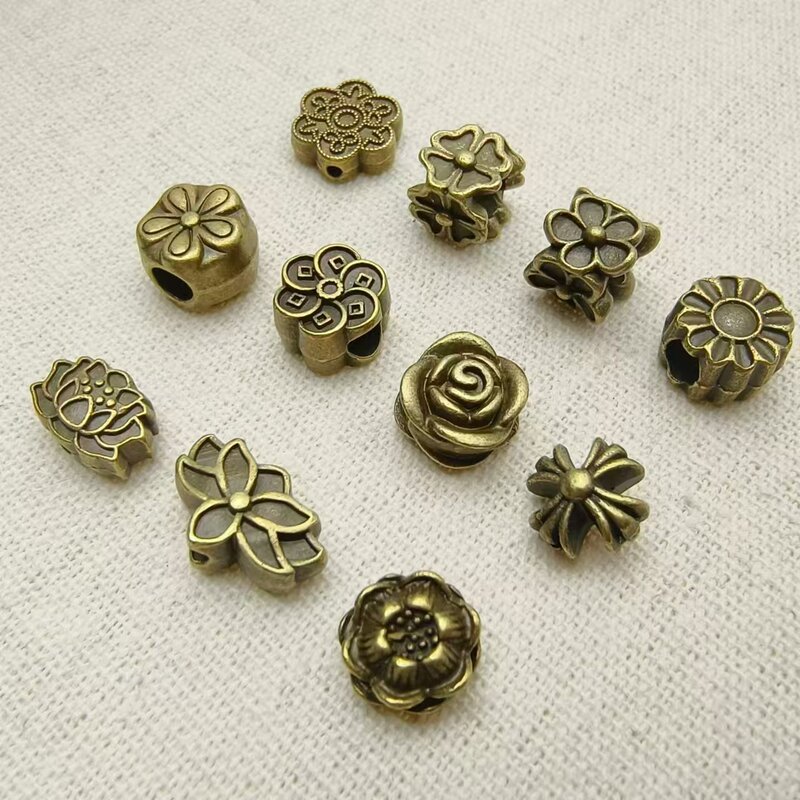 New cross-border ancient bronze large hole flower shaped beads lotus zinc alloy through hole handmade diy jewelry accessories wholesale