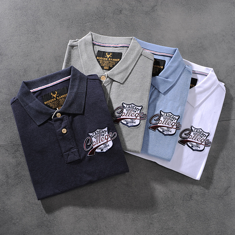 Modern banner American minimalist embroidered men's turn collar short-sleeve POLO shirt half-sleeve M702 2
