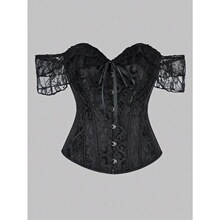 C 28914 Lace Short Sleeve Corset Top ��˿�������� �羳����