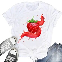 Fruit Strawberry Tshirt Summer New Fruit Strawberry Pineappl