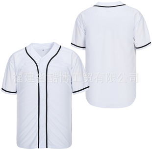 Men's Sports Training Competition Baseball Uniform Top Round Neck Short-Sleeved Blank Simple Hip-Hop Trendyy Button Jersey Us Size