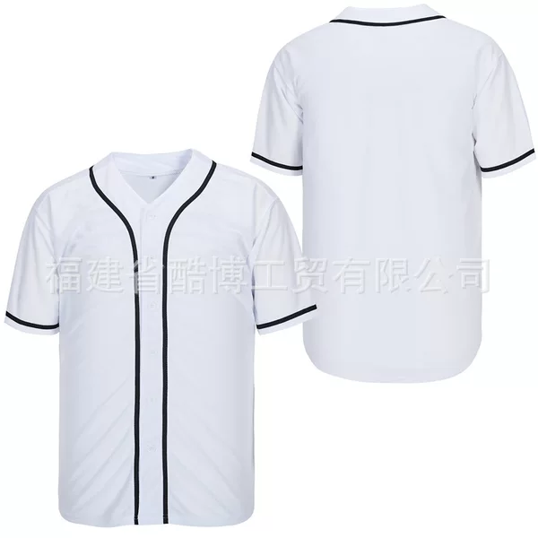 Men's Sports Training Competition Baseball Uniform Top Round Neck Short-Sleeved Blank Simple Hip-Hop Trendyy Button Jersey Us Size