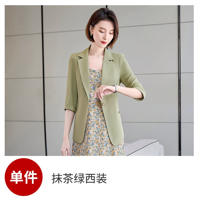 Blue spring summer thin classic suit jacket for leisure, high-end, for teenagers