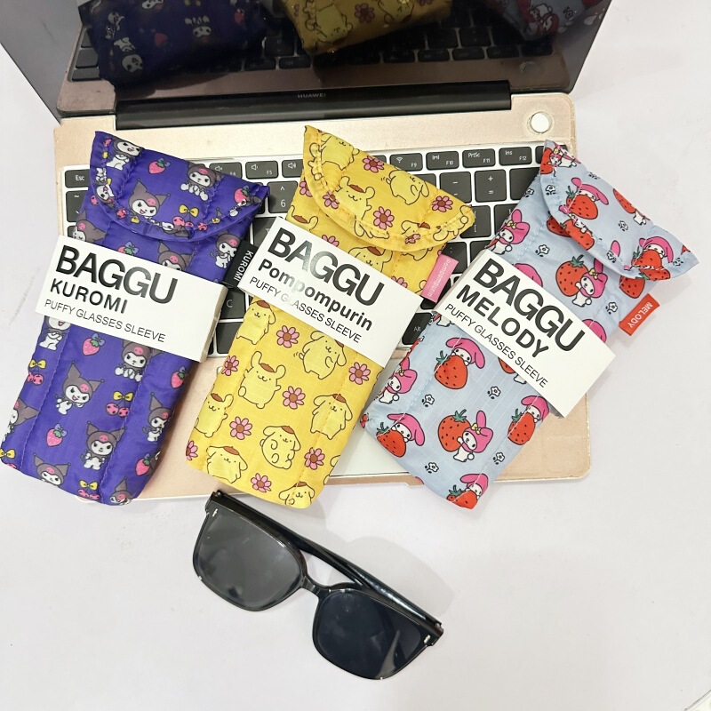 Cartoon Printed Kuromi Melody Quilted Glasses Cute Portable Sunglasses Sunglasses Storage Bag Protective Cover