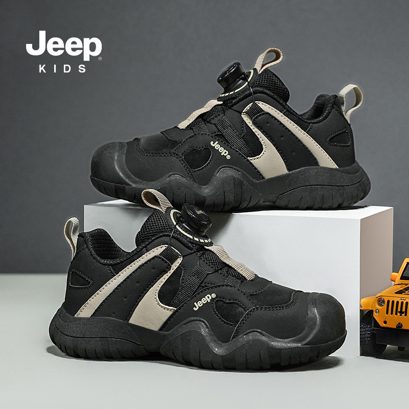 Jeep儿童鞋2025年春秋新款旋转纽扣男童运动鞋舒适轻便女童跑步鞋|undefined