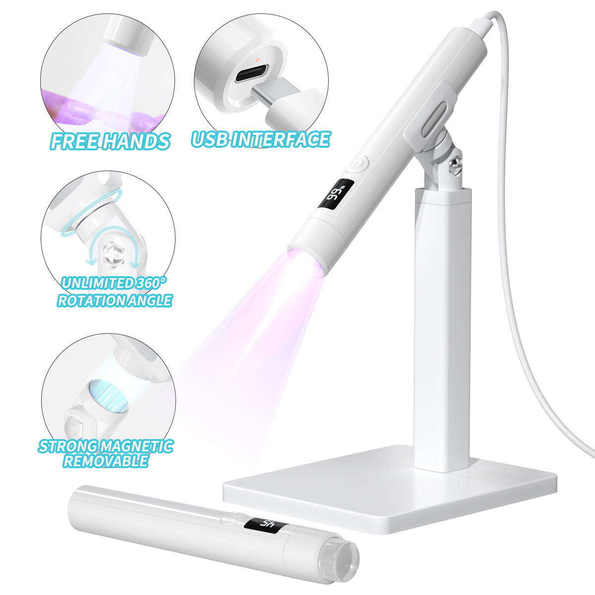 Lámpara de fototerapia de mano nail art Word lamp bracket 360 grados giratorio soporte multifuncional hoja de uñas lámpara de hornear traje