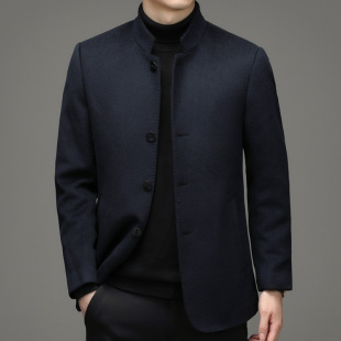 Middle-aged Men's Wool Cashmere Coat Winter New Business Casual Collar Woolen Coat Jacket