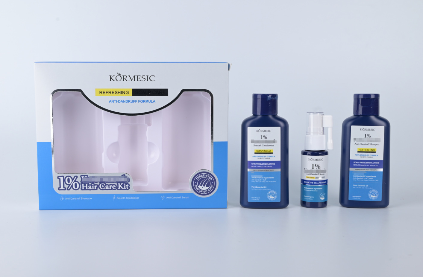 KORMESIC comercio exterior transfronterizo champú caja de protección de cabello limpieza de cabeza fábrica de control de aceite al por mayor paquete completo en inglés