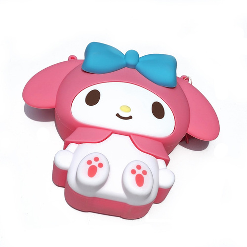 Genuine Kuromi Silicone Bag Cute Girls Melody Sitting Crossbody Bag Children Adult Coin Mobile Phone Bag