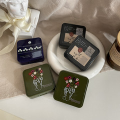 隱形眼鏡盒子ins簡約復古之花個性法式伴侶護理盒美瞳盒批發as768