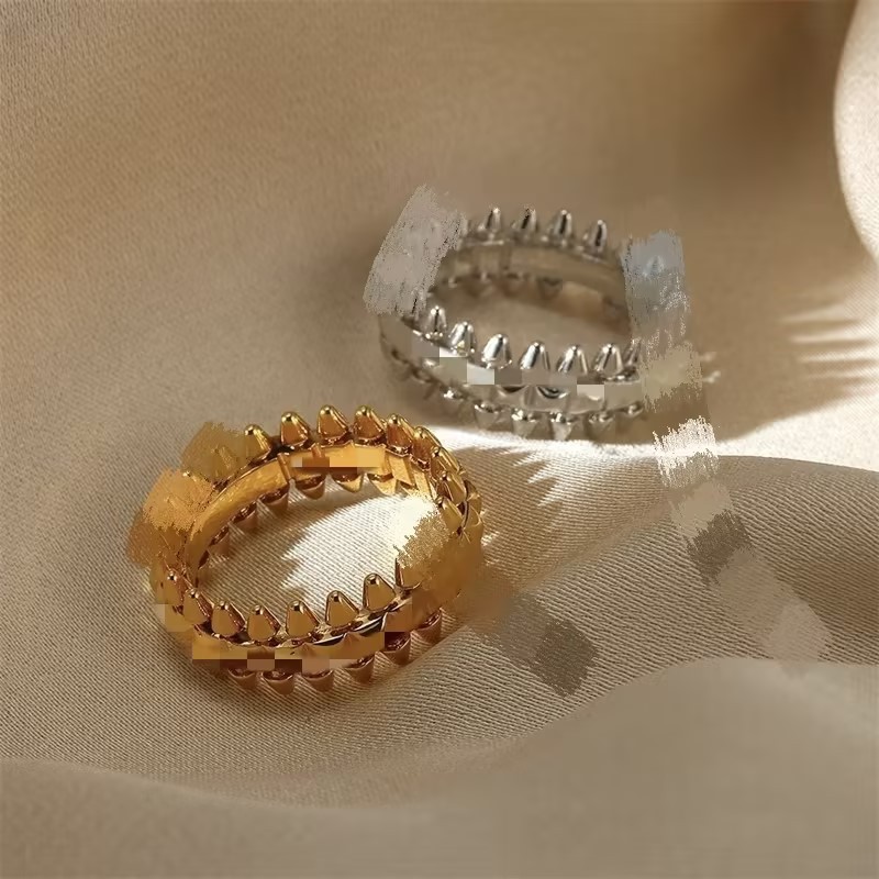 Cross-Border New Double-Layer Stainless Steel Ring Plated with 18K Gold Round Geometric Women's Open Ring Manufacturer Dropshipping