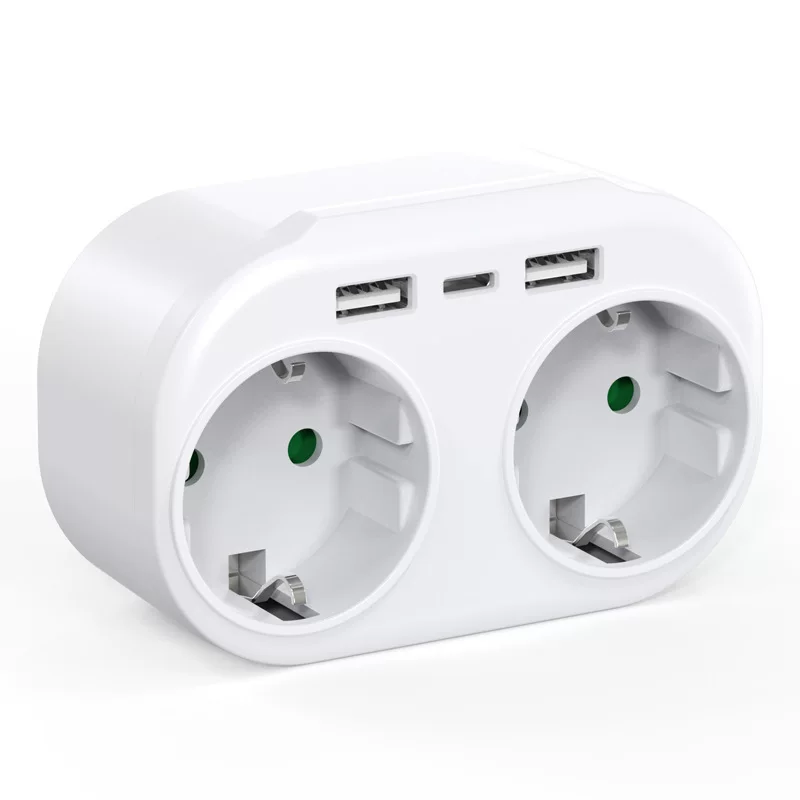Европейская USB-розетка, европейский стандарт, многопортовый преобразователь, интеллектуальная 1→2 европейская многофункциональная розетка (Германия)