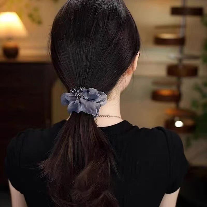 Elástico de cabelo scrunchie em tecido floral estilo chinês_voghion.com