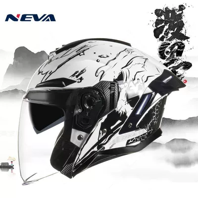 Motosiklet dəbilqələri, Helmet, Unisex, All-Season, Bluetooth, Warm - new-national-standard-class-a-helmet-built-in-bluetooth-headphone-slot-double-mirror-bright-helmet-snow-mountain-white-splashed-ink-black-flower