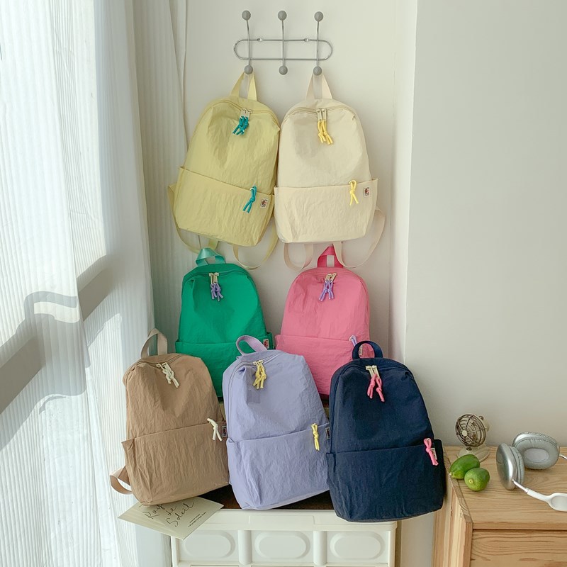 Mochila de color macaron para niños y niñas, mochila escolar de gran capacidad, mochila infantil de color sólido ligera y casual