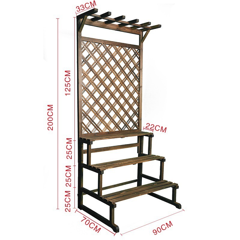Soporte de flores de madera anticorrosión Soporte de maceta rejilla de piso estante de flores de patio interior madera maciza terraza de varios pisos al aire libre