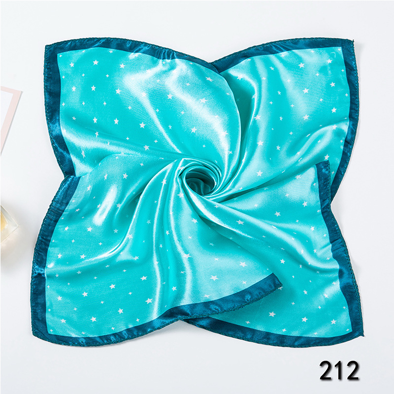 35g Weight Silk Scarf Classification Office, Daily Occasion Satin Cloth Material Star, Flower Pattern Spring&Summer Season Women's Gender Printing Design Elegant Style Women's Elegant Star Flower Satin Cloth Printing Silk Scarf 8