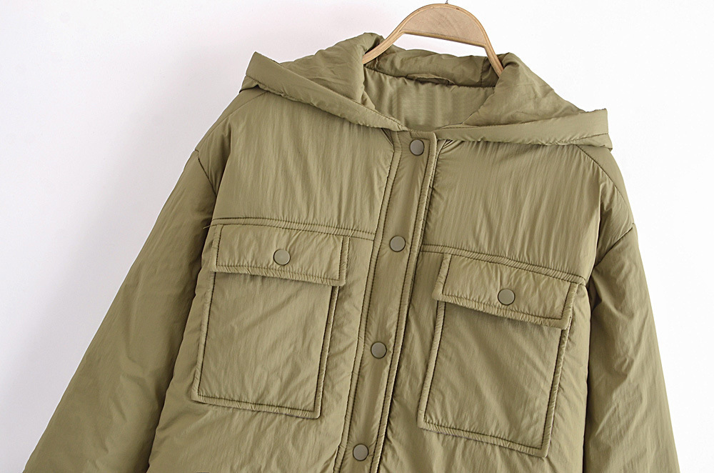 Ladies Polyester Fashion Hooded Cotton Jacket 4