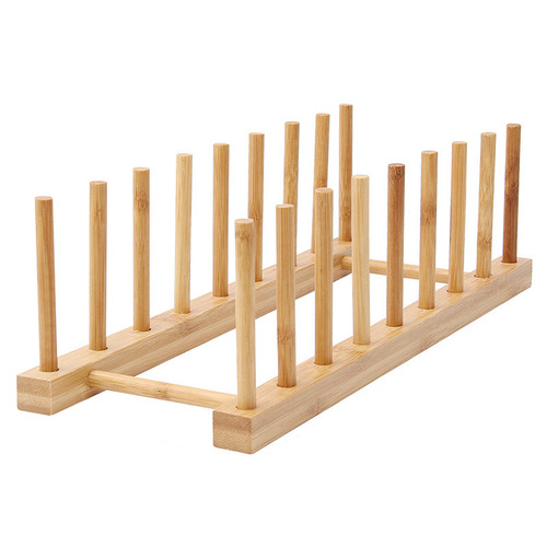 Multifunctional creative cup holder upside down bamboo rack cutting board rack supermarket dish display rack household tableware plate drain rack