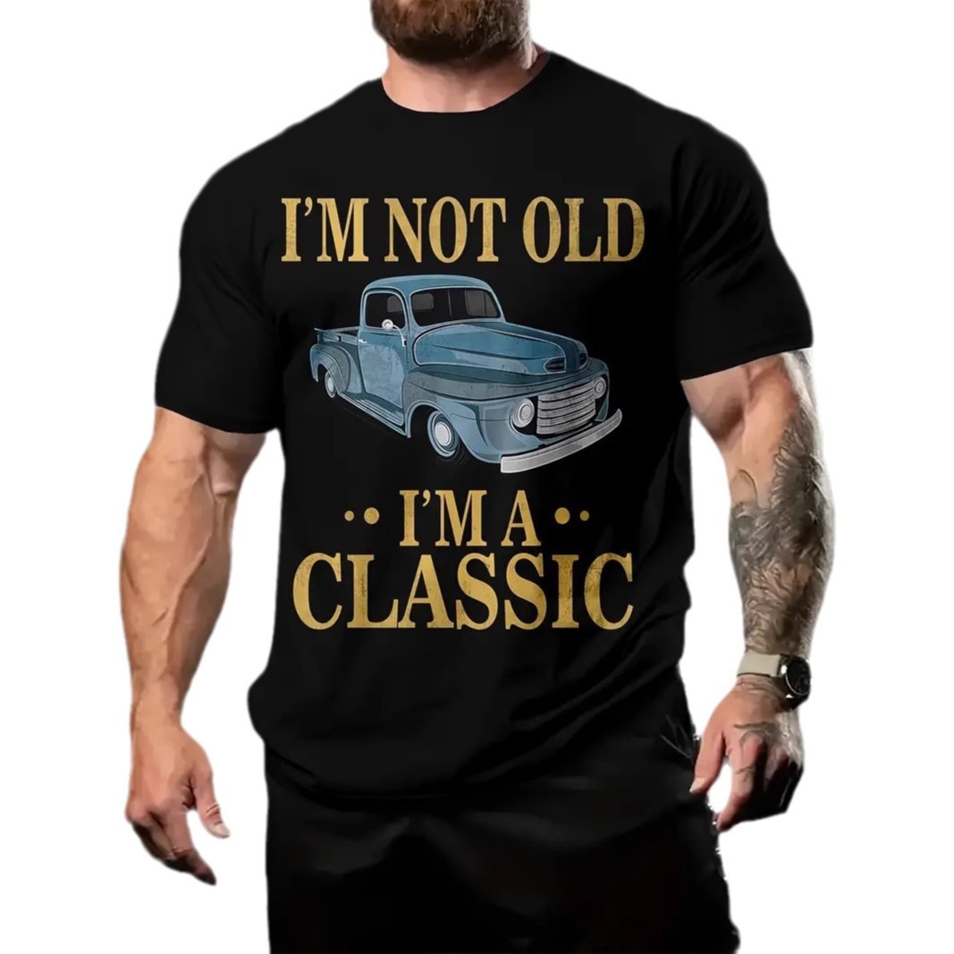 Venta caliente transfronteriza europea y americana, eslogan divertido, estampado en 3D, camiseta de cuello redondo de manga corta suelta de verano para hombres