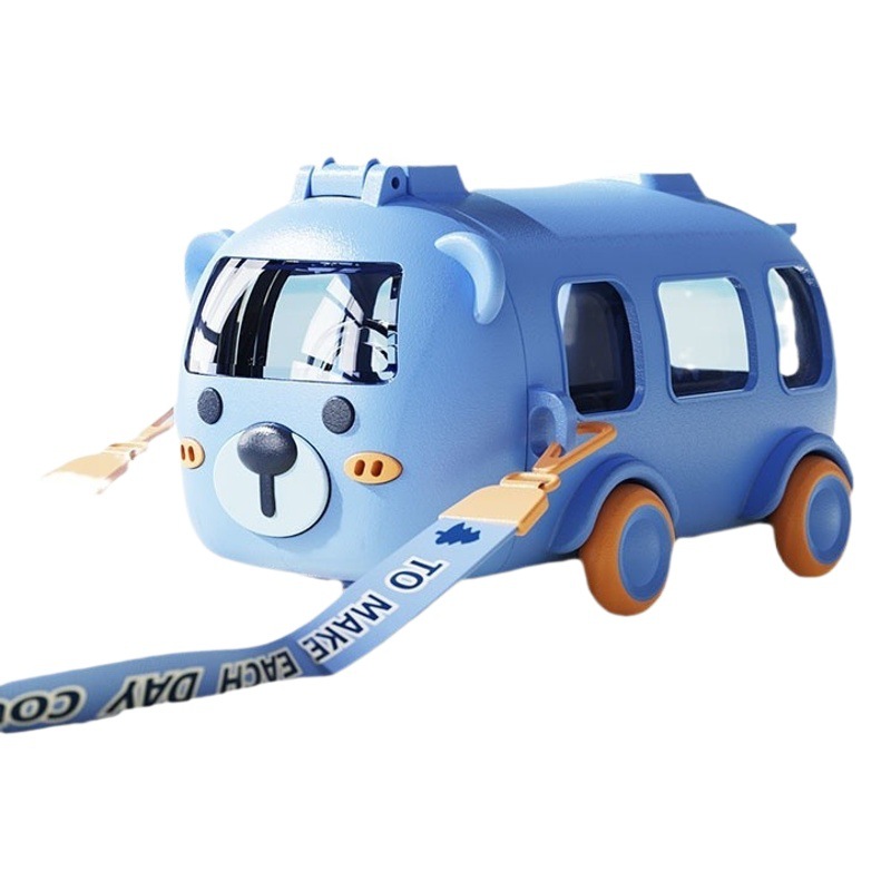 Autobús de bebé creativo taza de agua de paja taza de juguete para niños taza de plástico de la escuela lindo kindergarten taza de agua