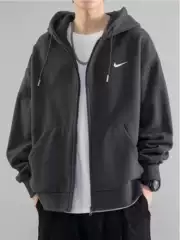 Trendy Brand Cardigan Hooded Thickened Sweater Men's Autumn and Winter New Solid Color Fashionable Simple All-match Loose Casual Jacket
