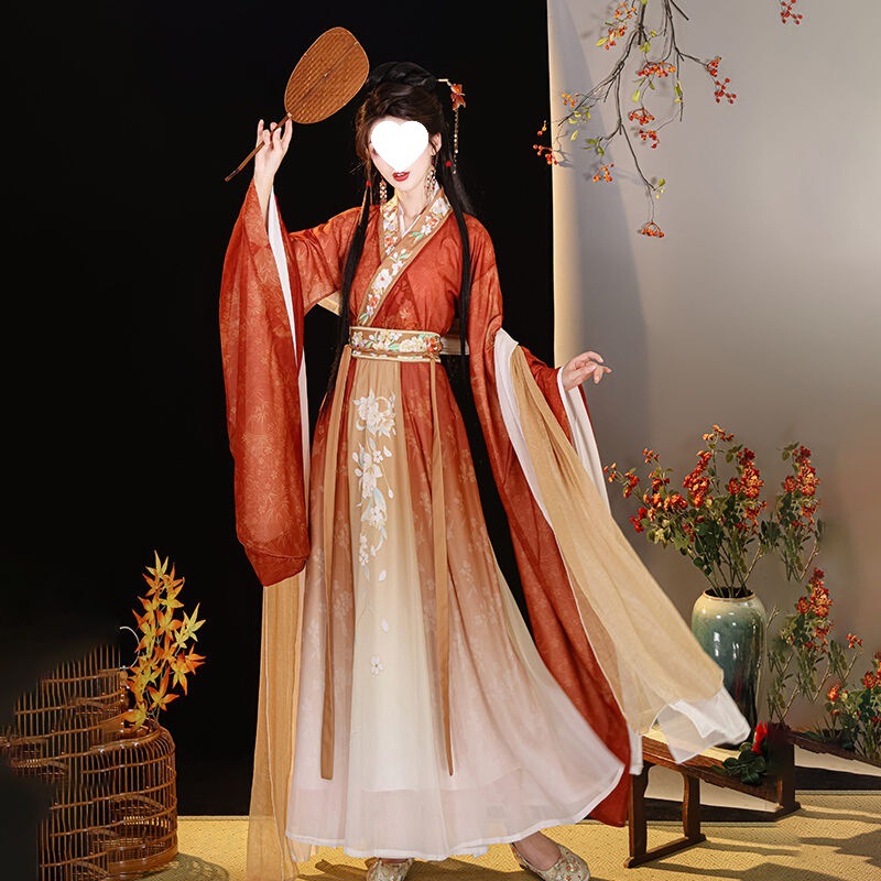 Yuhua Yangxue [Qingwu Yi] Original Han Dynasty Women's Wei and Jin Dynasty Style Cross-Collar Wide Sleeves Waist-Length Embroidery Ancient Style Fairy Summer
