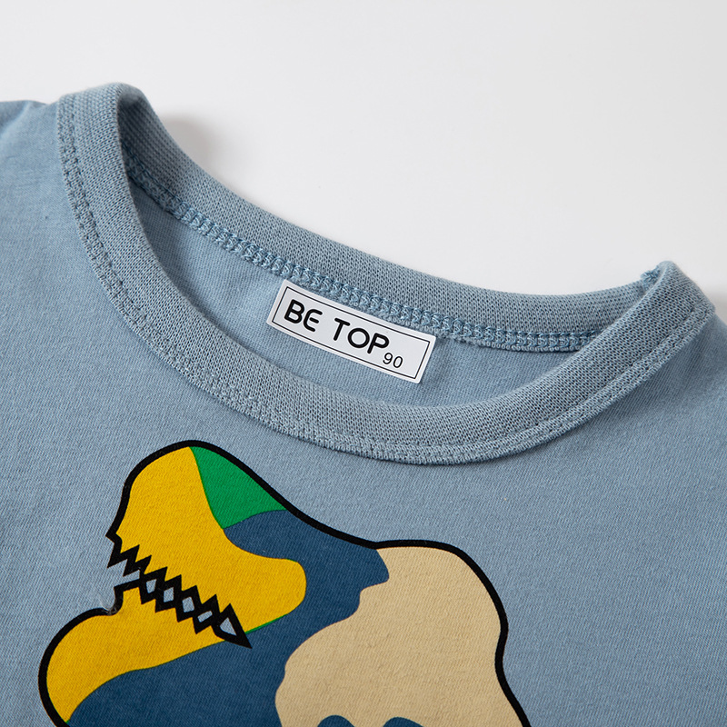 Ropa de verano para niños de estilo coreano camuflaje dinosaurio de dibujos animados para niños de manga corta camiseta bebé tops niños cuello redondo moda
