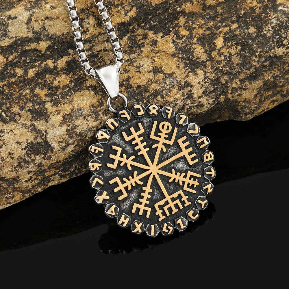 Nordic Viking-Inspired Compass Necklace Image 7