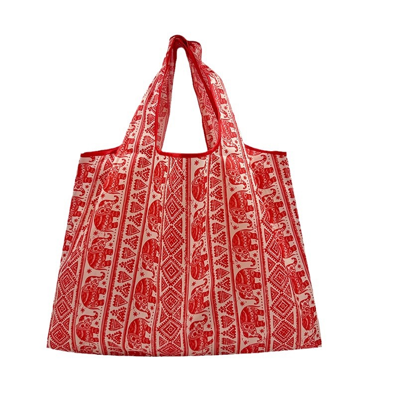 Spot new ethnic style printed folding light waterproof Oxford cloth large -capacity supermarket shoulder shoulder buying bag