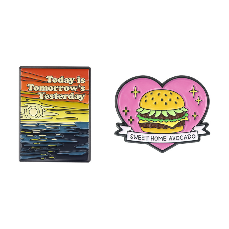 Streetwear Pin Letter Hamburger Alloy Stoving Varnish Unisex Brooches display picture 4