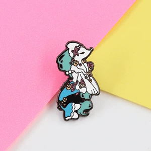 Kawaii Elf Brooch Flower West Sea Lion King Enamel Pin Charm Mermaid Brooch Badge Decoration