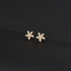 Stone inlay, zirconium, brand earrings, silver needle, simple and elegant design, flowered, silver 925 sample