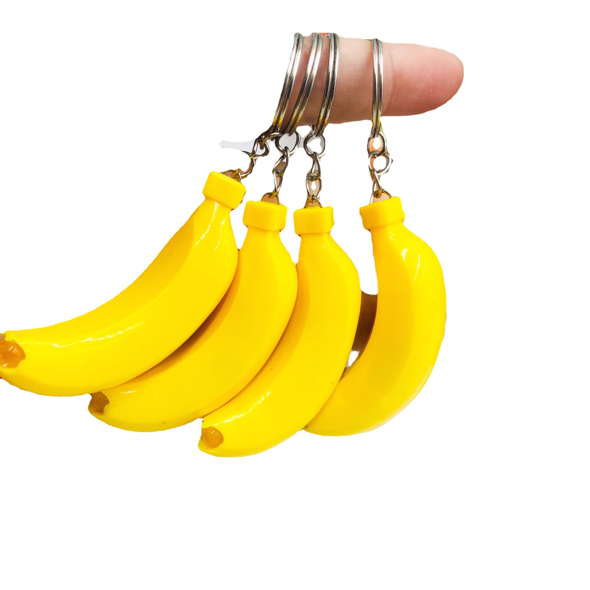 Simulación transfronteriza LED de luz blanca de plátano llavero colgante de plástico bolsa de accesorios de juguete pequeño regalo al por mayor