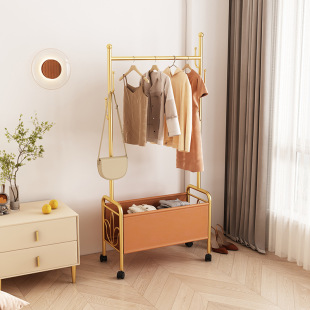 Floor-Standing Clothes Drying Rack, Bedroom Storage Rack, Leather High-End Clothes Rack with Wheels, Movable Cactus Coat Rack, Customized