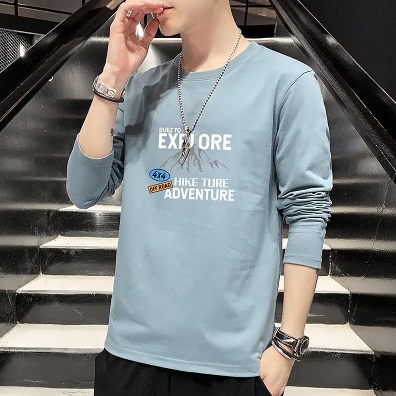 Camiseta de manga larga para hombre 2023 Otoño Nuevo estilo coreano ins camiseta suelta marca de moda casual Camisa de fondo entrega superior