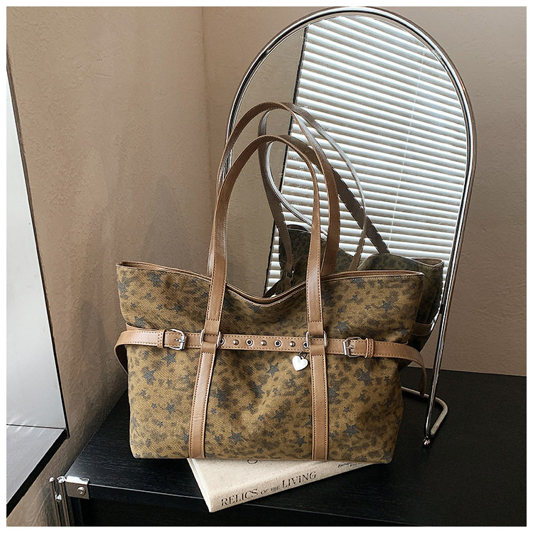 Túi tote đeo vai nách họa tiết da báo cổ điển, form lớn rộng rãi, phong cách tối giản — màu hồng, màu nâu, màu xám chi tiết 9