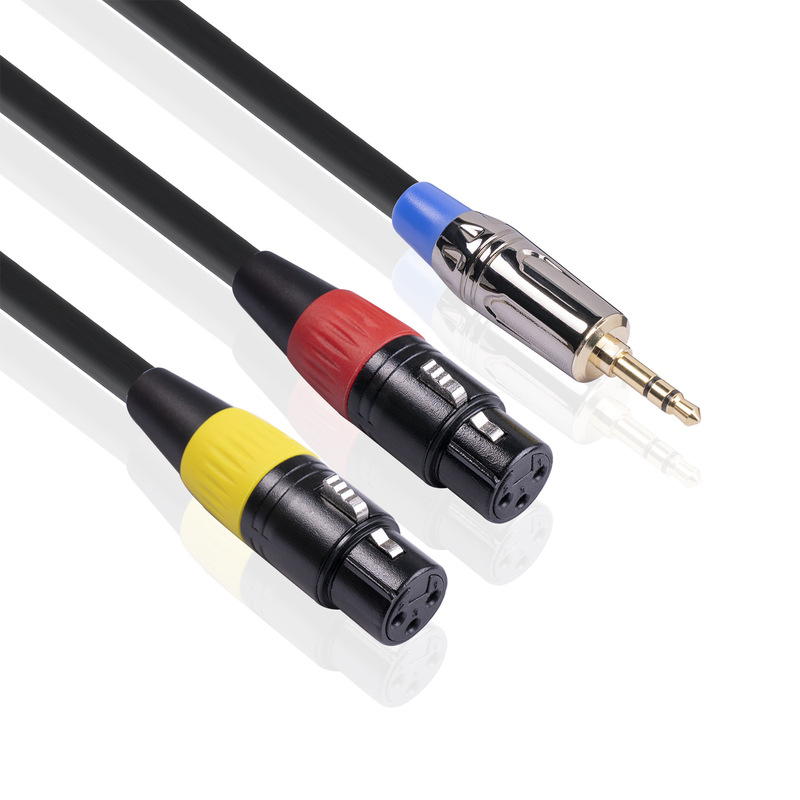 Cross-border new 3.5mm 1/8 TRS inch stereo revolution dual xlr cannon mother audio line 3 meters