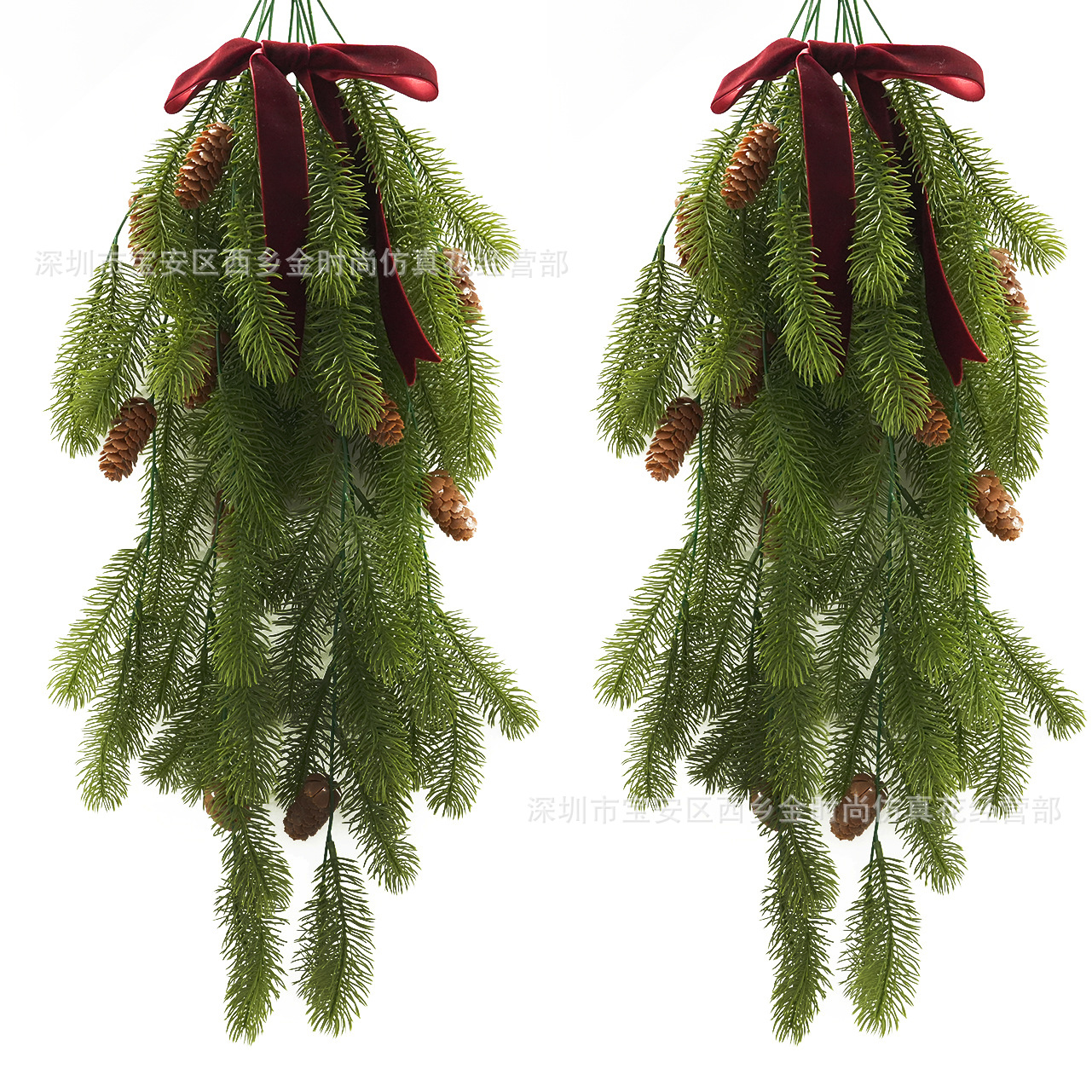 PE松针倒挂水滴圣诞树 人造悬挂花环家居墙面装饰门环楼梯装饰藤