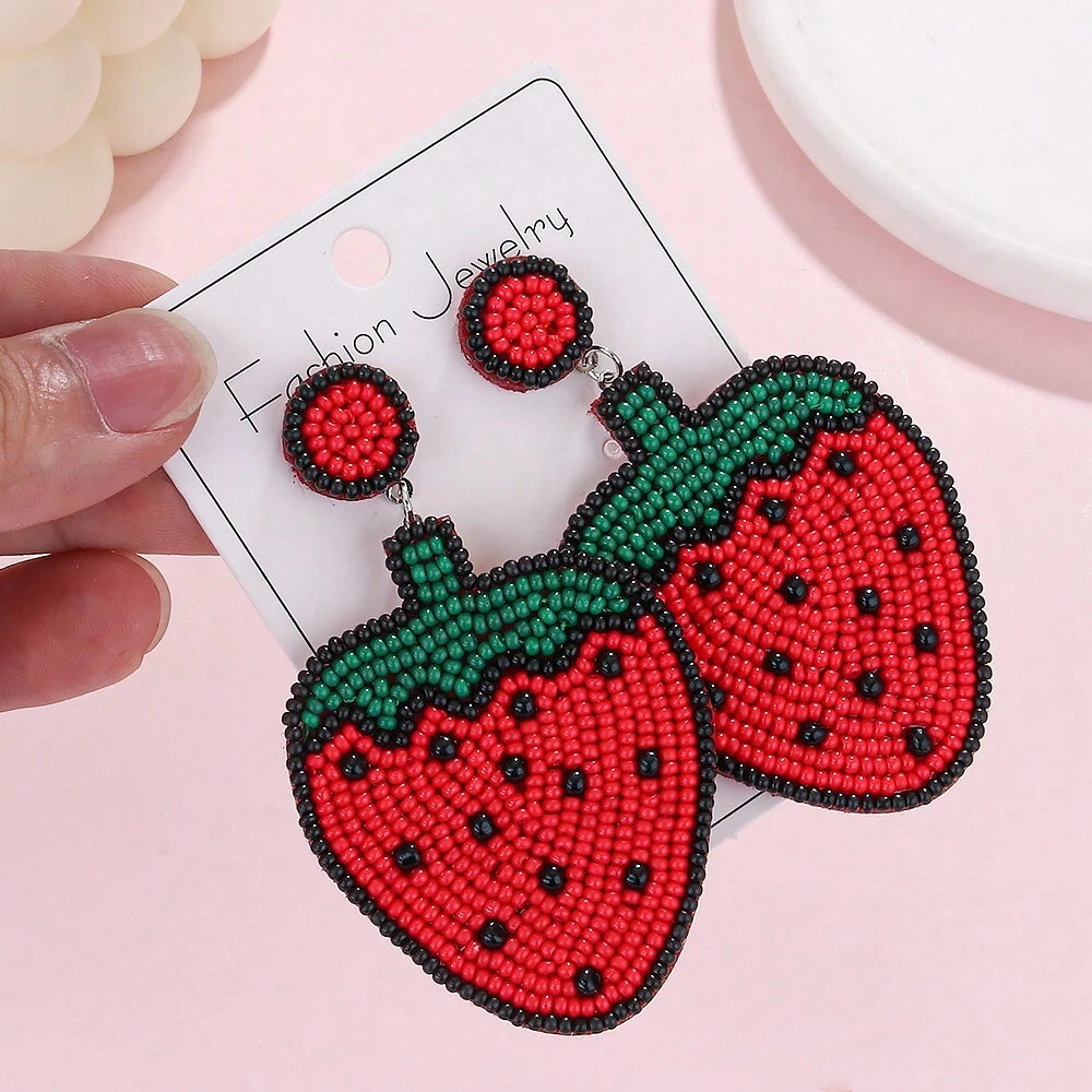 1 Pair Basic Fruit Inlay Copper Drop Earrings display picture 9