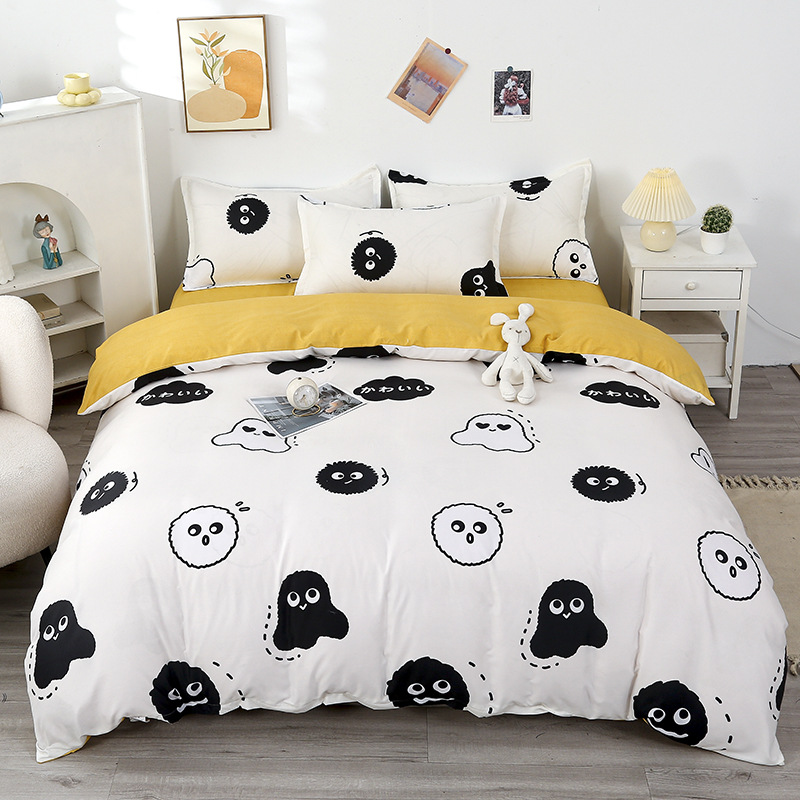 Cross-border Foreign Trade Amazon Cartoon Four-piece Set Student Dormitory Three-piece Set Single Bed Sheet Bed Cover Bedding