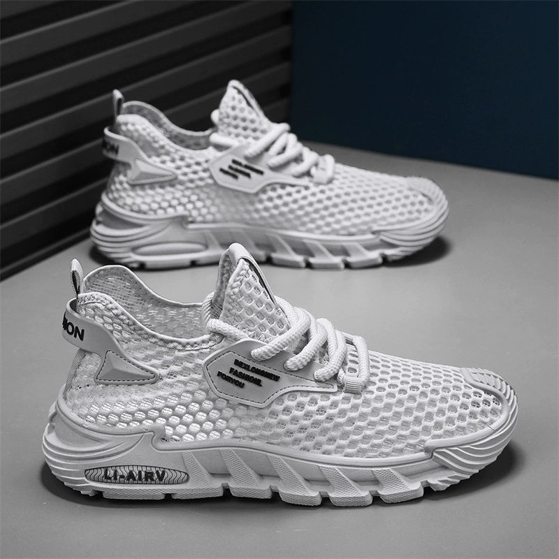 2024 Летняя новая мужская обувь дышащая повседневная спортивная обувь на мягком подошве тонкая полая сетка легкая пляжная обувь