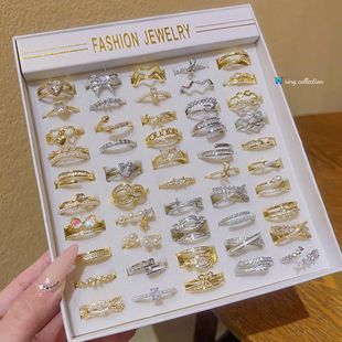 Real gold electroplated zircon ring for women with niche design, personalized and high-end index finger ring, adjustable diamond ring