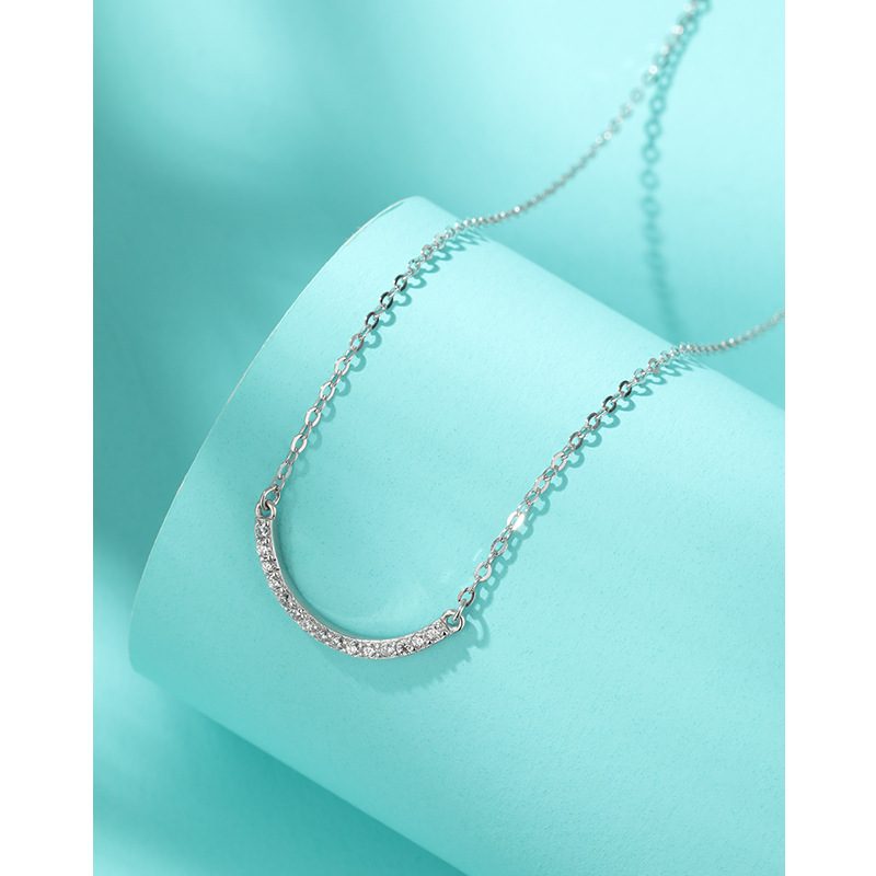 925 plata esterlina collar de sonrisa de moda coreana de nicho de alta calidad cadena de zircon clavícula simple cadena de cuello de viento frío