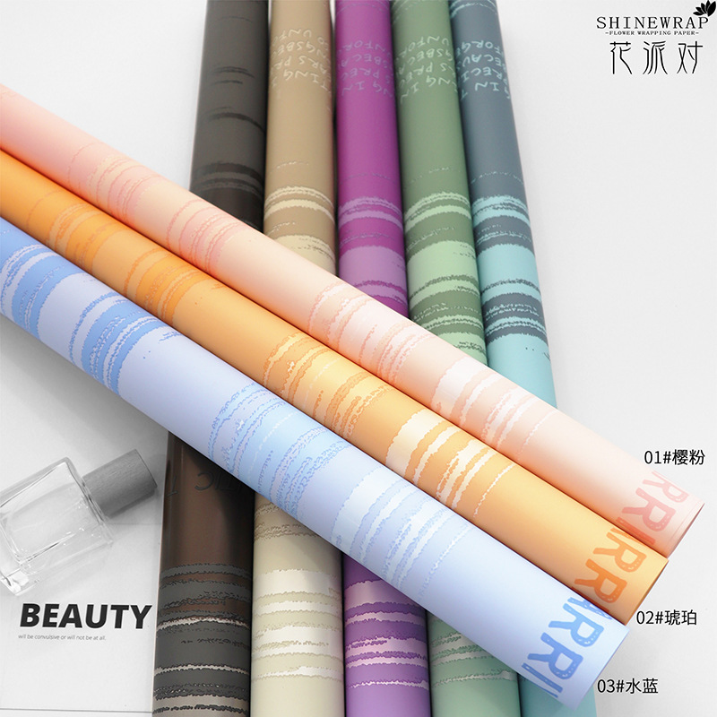 Fábrica de fiestas de flores al por mayor nuevo diseño de puesta de sol flor flor florista impermeable paquete de flores papel de envoltura de papel