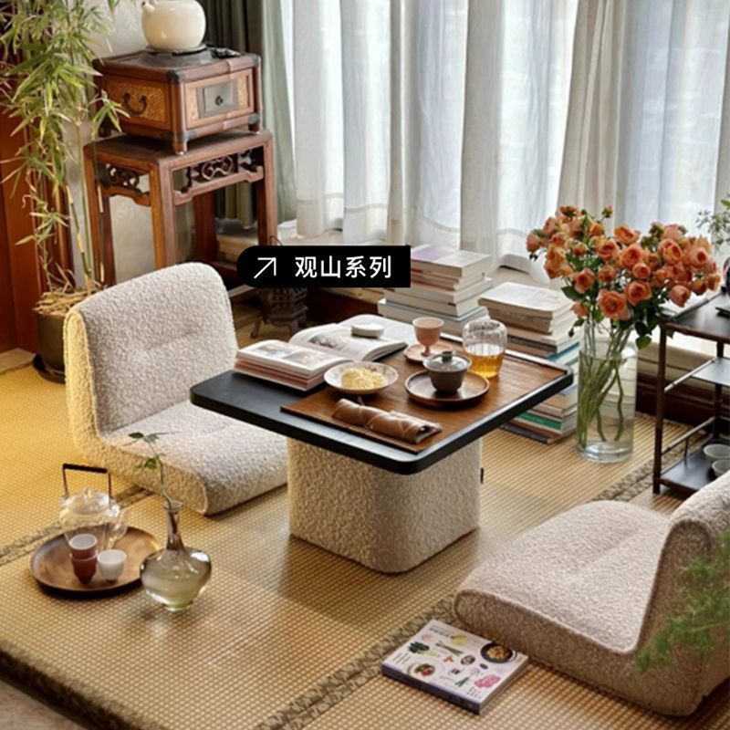 飘窗桌椅组合阳台榻榻米茶几地台实木简约飘窗小桌子正方形炕几|undefined